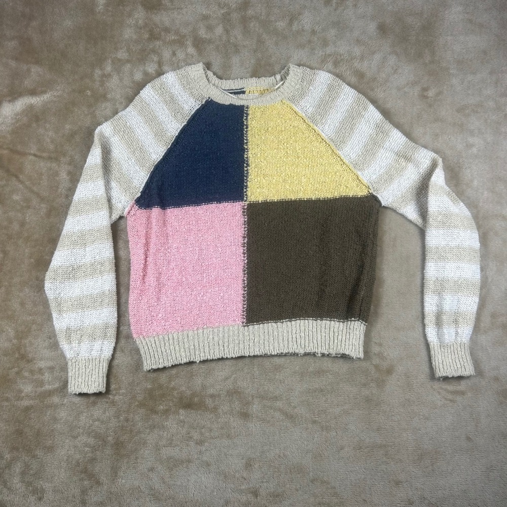 ONeill‎ Womens Colorblock Striped Knit Sweater Multicolor Raglan Small RN85773